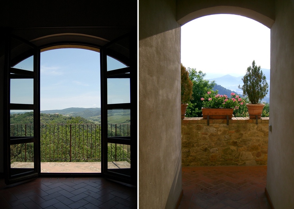 Ausblick vom Ferienhaus in die Landschaft der Toskana